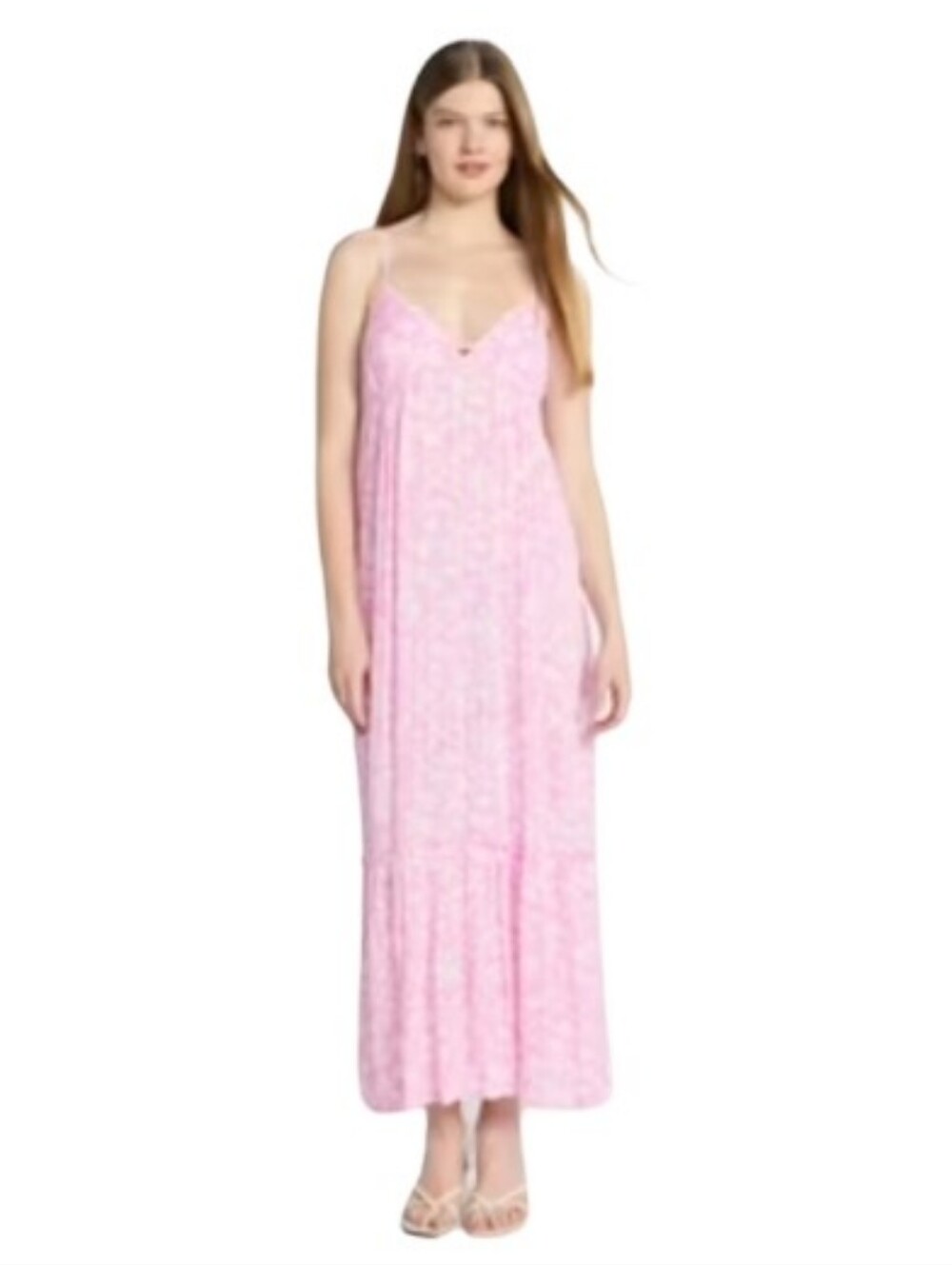 No Boundaries Pink And White Floral Tiered Maxi Dress